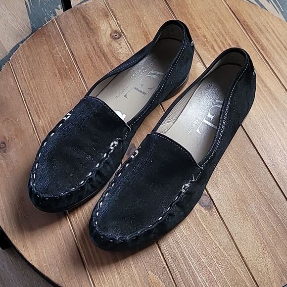 AGL Ballet Flats Womens Size 37.5 US 7/7.5 Black Leather Slip On - Picture 1 of 5